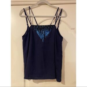 TCEC TOPS |‎ BLUE SEQUINED EVENING TANK SZ L